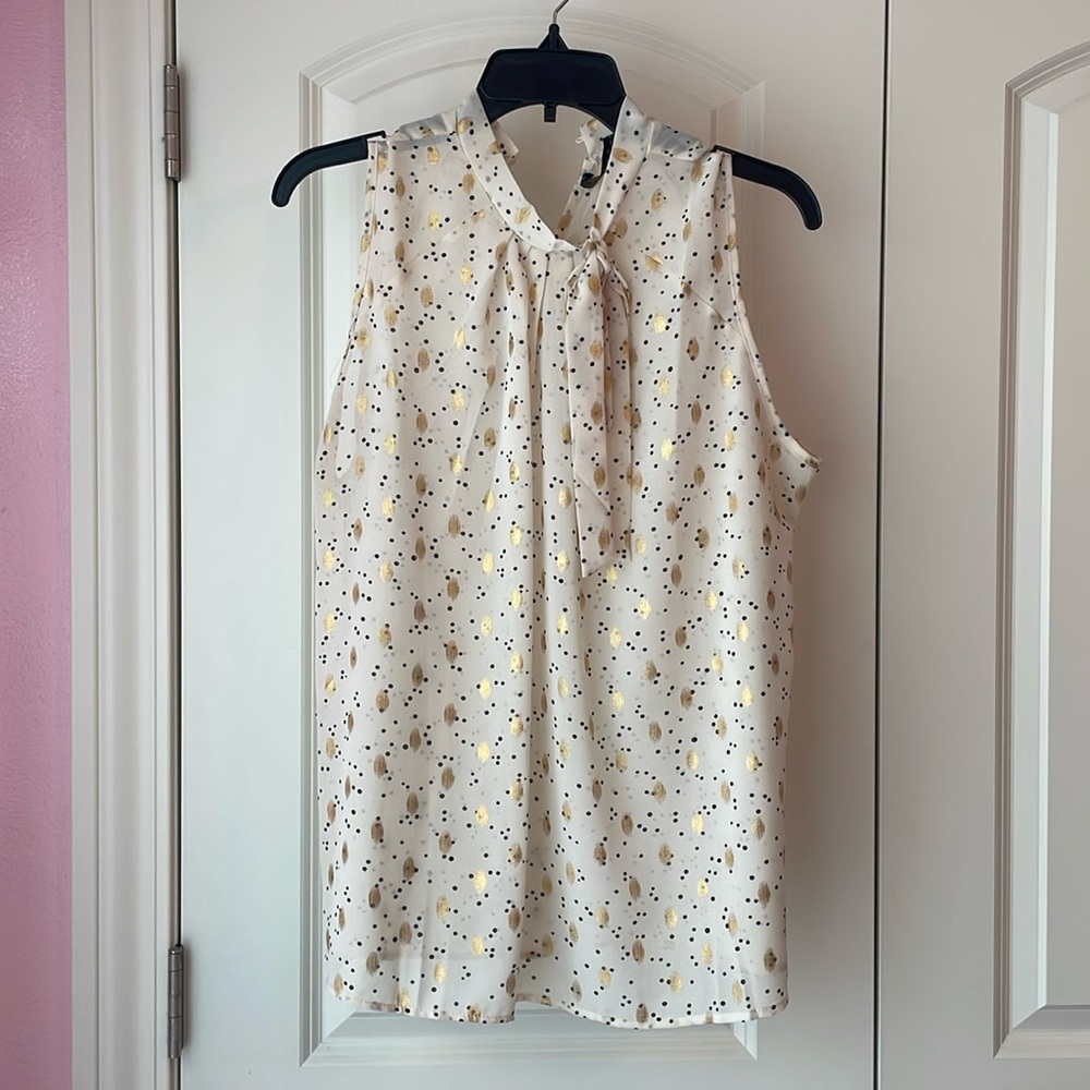 Luna Rae Sleeveless White & Gold Top Size XL